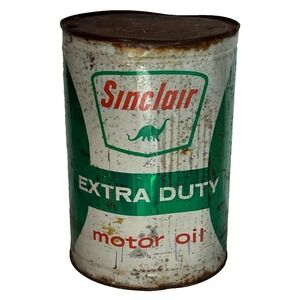 Sinclair Extra Duty Motor Oil Can–1 Gal Tin–Dino Logo–Gas-Garage-Vintage-Antique